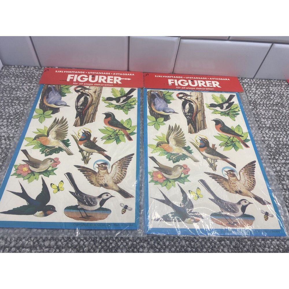 VTG Stickers 1969 Birds Woodpecker 2 Packs Made‎ In Sweden Rare Find Beautiful
